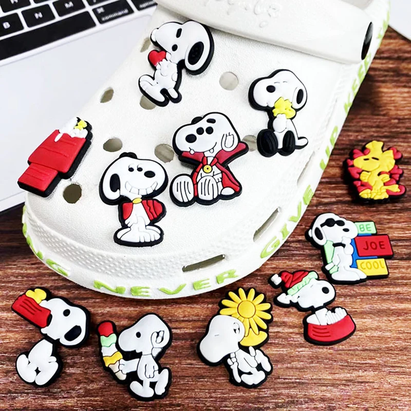 5-200Pcs MINISO Cartoon Snoopy Shoe Charms PVC DIY Shoe Accessories For Clogs Sandals Decoration Buckle Kids Friends Gifts