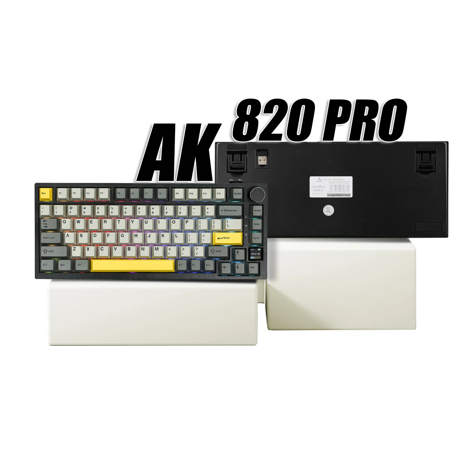 Самые продаваемые товары 2025 Ajazz AK820 Pro, 75% игровая клавиатура RGB с прокладкой, компьютерная клавиатура, мини-клавиатура, беспроводная