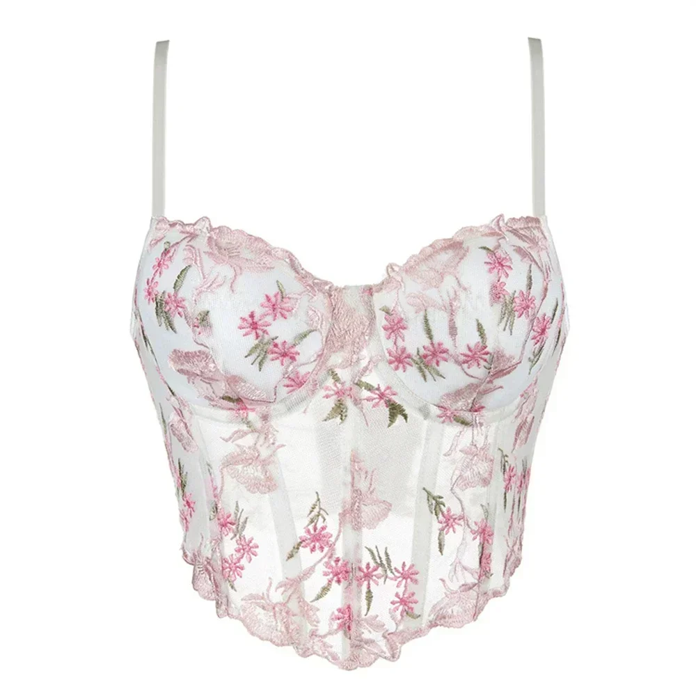 Summer Sexy Embroidered Patterned Corsets Crop Tops  For Women Slimming Corselet Body Shaper Lingerie Plus Size