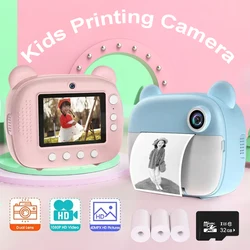 Appareil photo à impression instantanée avec imprimante thermique pour enfants, appareil photo numérique pour enfants, jouet pour fille, vidéo pour enfant, cadeau d'anniversaire pour garçon