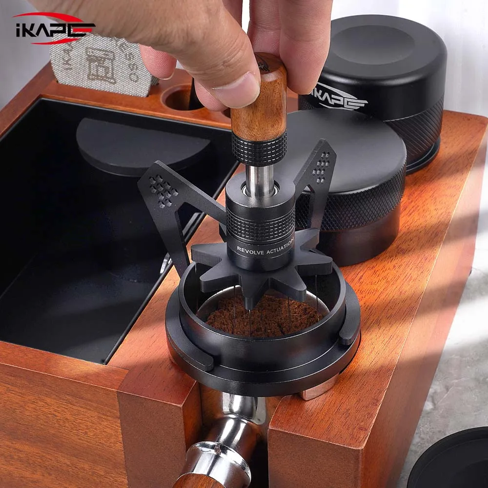 IKAPE Rotary WDT Tool Set,0.4mm 10 Needle WDT Tool,Espresso Tamper,Coffee Distributor,Espresso Machine Accessories