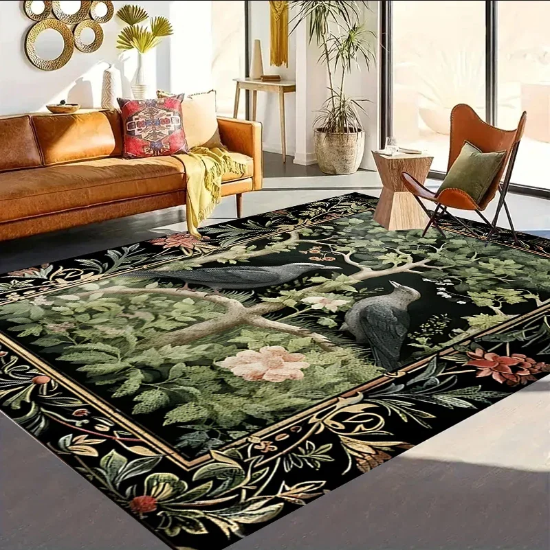 Rot-Grüner Orientalischer Tribal-Teppich, Traditionelle Rutschfeste Bodenmatte für Wohnzimmer und Bohemian-Dekor