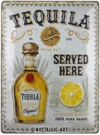 Nostalgic-Art Tequila Served Here Retro Metal Sign 30 x 40 cm - Gift Idea Bar Accessory - Vintage Design