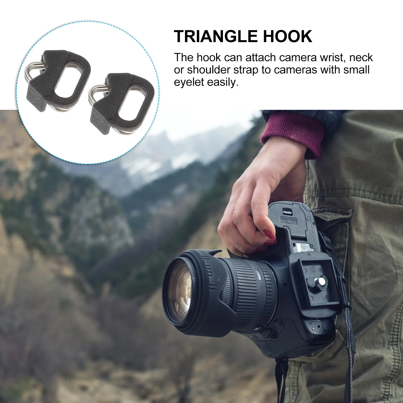 

4Sets Metal Triangle Hook Ring Replacement Camera Clip for Shoulder Waist Belt Lanyard Camera Clip Triangle Hook