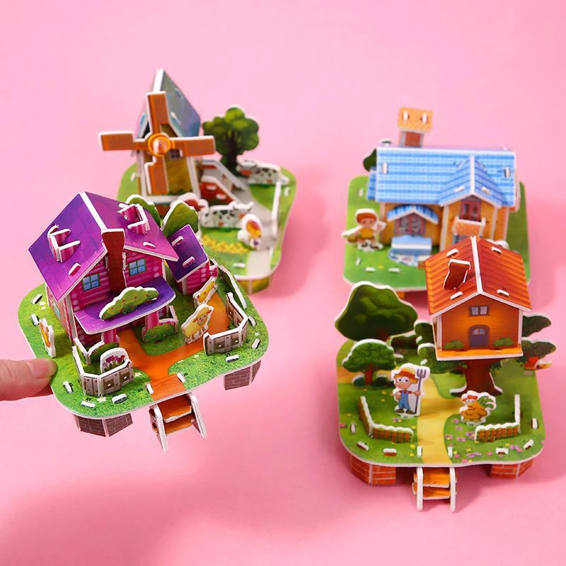 【BS】1 Stück Geschenke für Kinder 3D Dreidimensionales Bau-Puzzle-Modell Spielzeug DIY Handgemachtes Papier-Puzzle Lernspielzeug