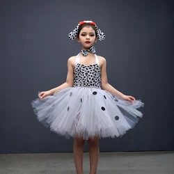 Dalmatian Dog Tutu Dress for Kids Animal Halloween Costume Spotted Toddler Puppy Dress up Outfit Birthday Party Dresses