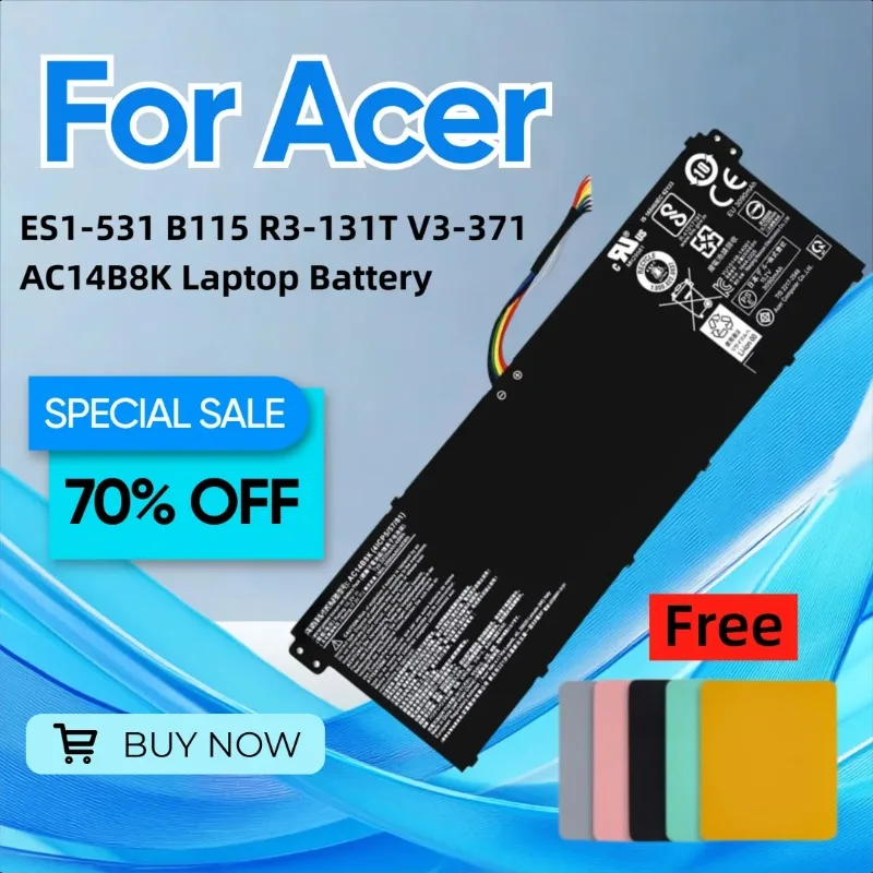 

Новый аккумулятор для ноутбука Acer ES1-531 B115 R3-131T V3-371 AC14B8K Подарите коврик для мыши