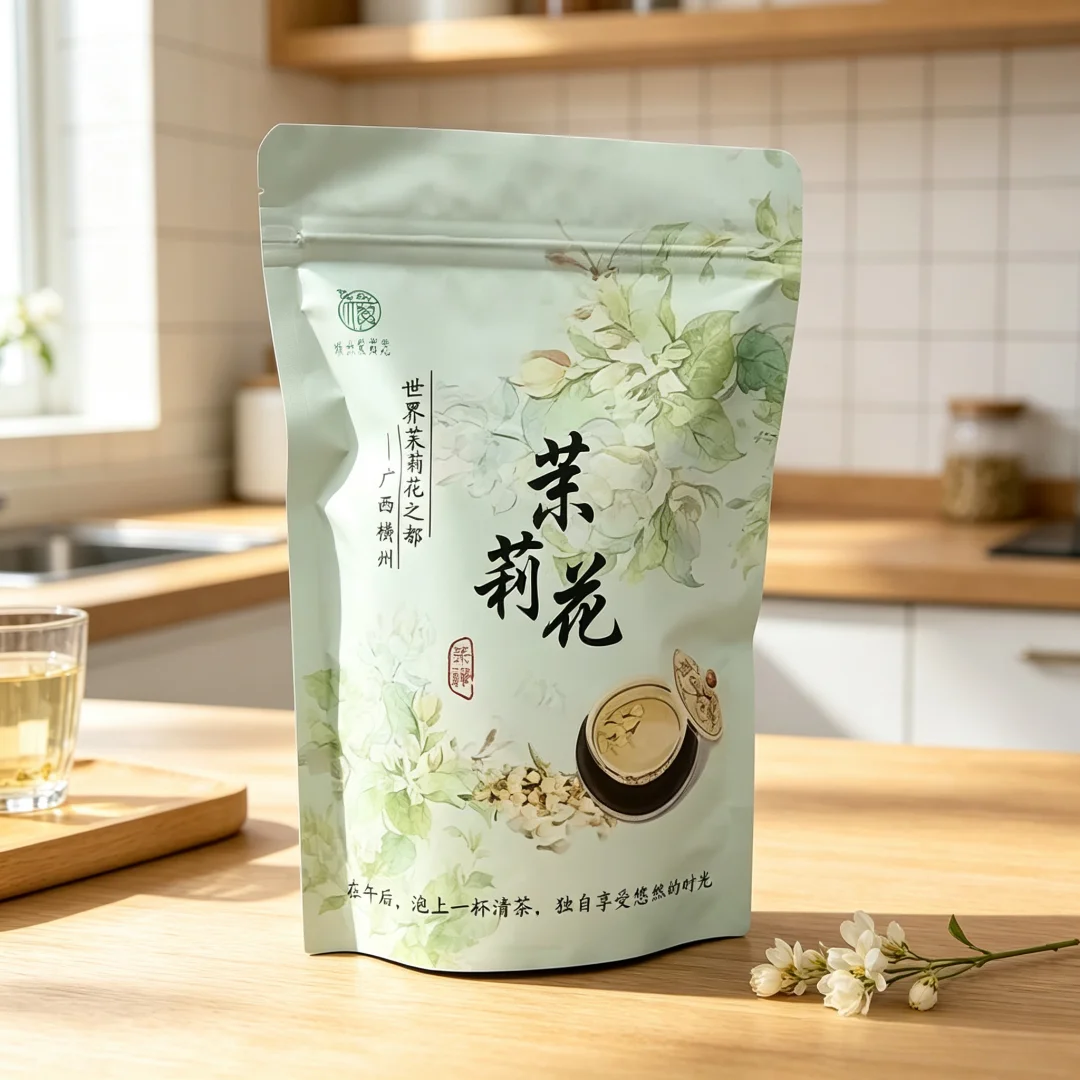 Cost-effective Classic Jasmine Flower Tea Zipper Bag 250g/500g Jasmine Green Oolong Tea Aluminum Foil Bag Recyclable Sealing New