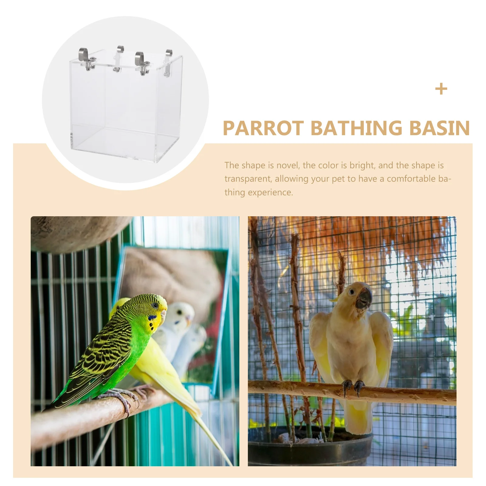 

Acrylic Bird Bathing Box for Small Parrots and Finches Remove for Regular Bathing to Preserve Health Exquisite Design Compact