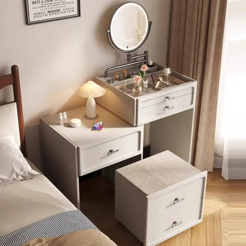 خزانة صغيرة مطلية على الصدر، طاولة بجانب السرير، غرفة نوم فاخرة، شقة صغيرة، طاولة مكياج من الخشب الصلب، طاولة مكياج