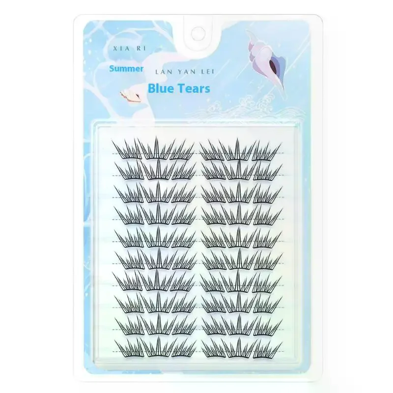 10 Rows Voluminous Glue-free False Eyelashes 5D Fluffy Thick False Apply Extension Natural Lash Easy Segmented Curling Eyelashe