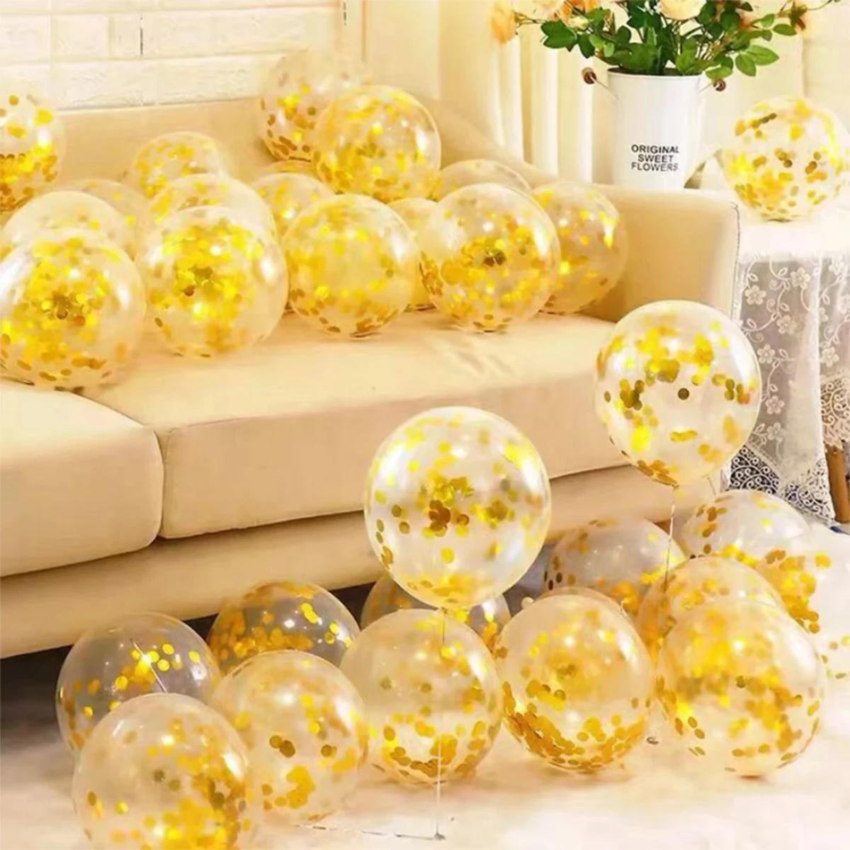 108pcs White Golden Latex Balloon Wreath Set, Balloons Garlands Arch Decoration Gift Party, Birthday