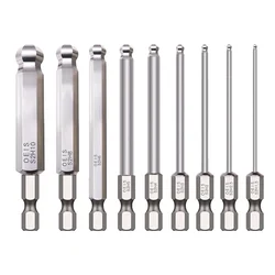 Long Ball End Hex Screwdriver Bit, cabeça de lote magnético, alta dureza, liga de aço, ferramentas manuais, H1.5-H10, 75mm, 1Pc