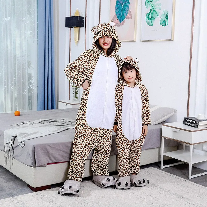 New adult and children cheetah costume Halloween animal costume Leopard parent-child costume party drama costume