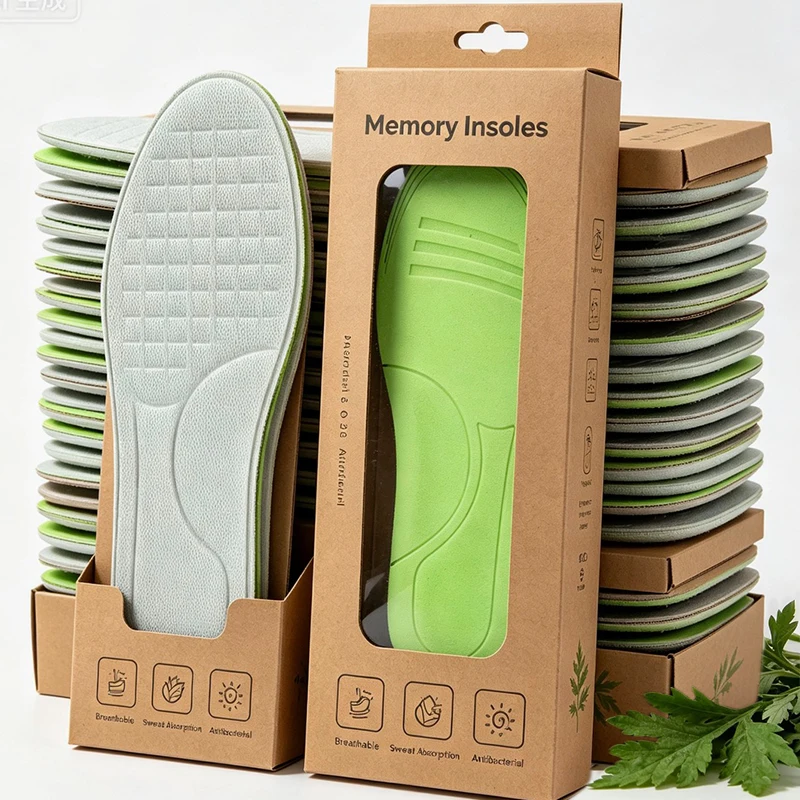 Deodorant Massage Insoles Memory Foam Orthopedic Insoles for Men Women Soft Antibacterial Absorb-Sweat Sports Shoes Insole Pads