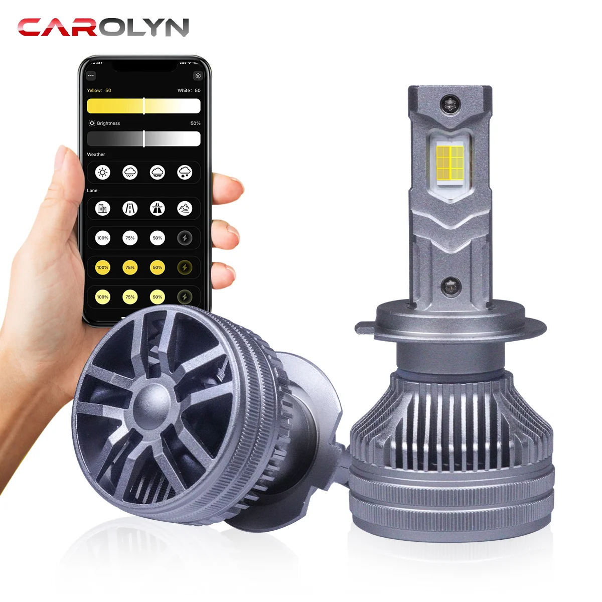 

Carolyn LED Headlight Mobile APP Control 3 Color 500W H4 H7 LED H1 H11 HB3 HB4 9012 D2S Auto Bulbs LED Lights for Car Headlights