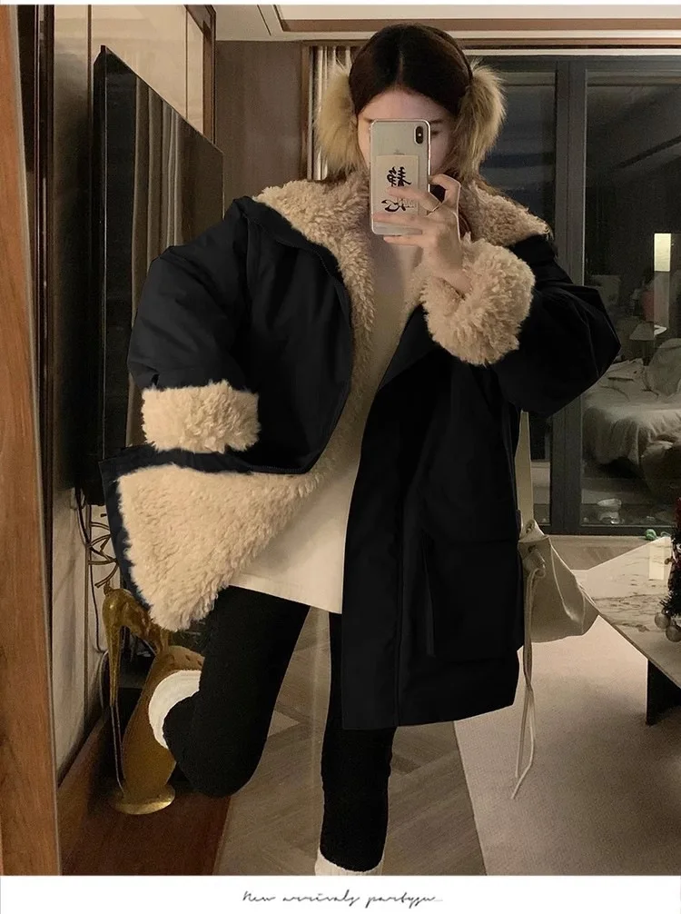 ​ ​ เสื้อโค้ทพาร์กาผู้หญิงแบบยาว ปี 2025 สำหรับฤดูหนาว หนา อุ่น บุด้วยขนแกะผสม กันน้ำ เหมาะสำหรับกิจกรรมกลางแจ้ง ​ ​