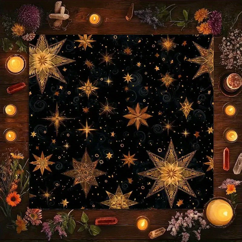 Starry Night Illusion Pattern Tarot Tablecloth, Durable, Divination Ritual or Board Game Card Tablecloth