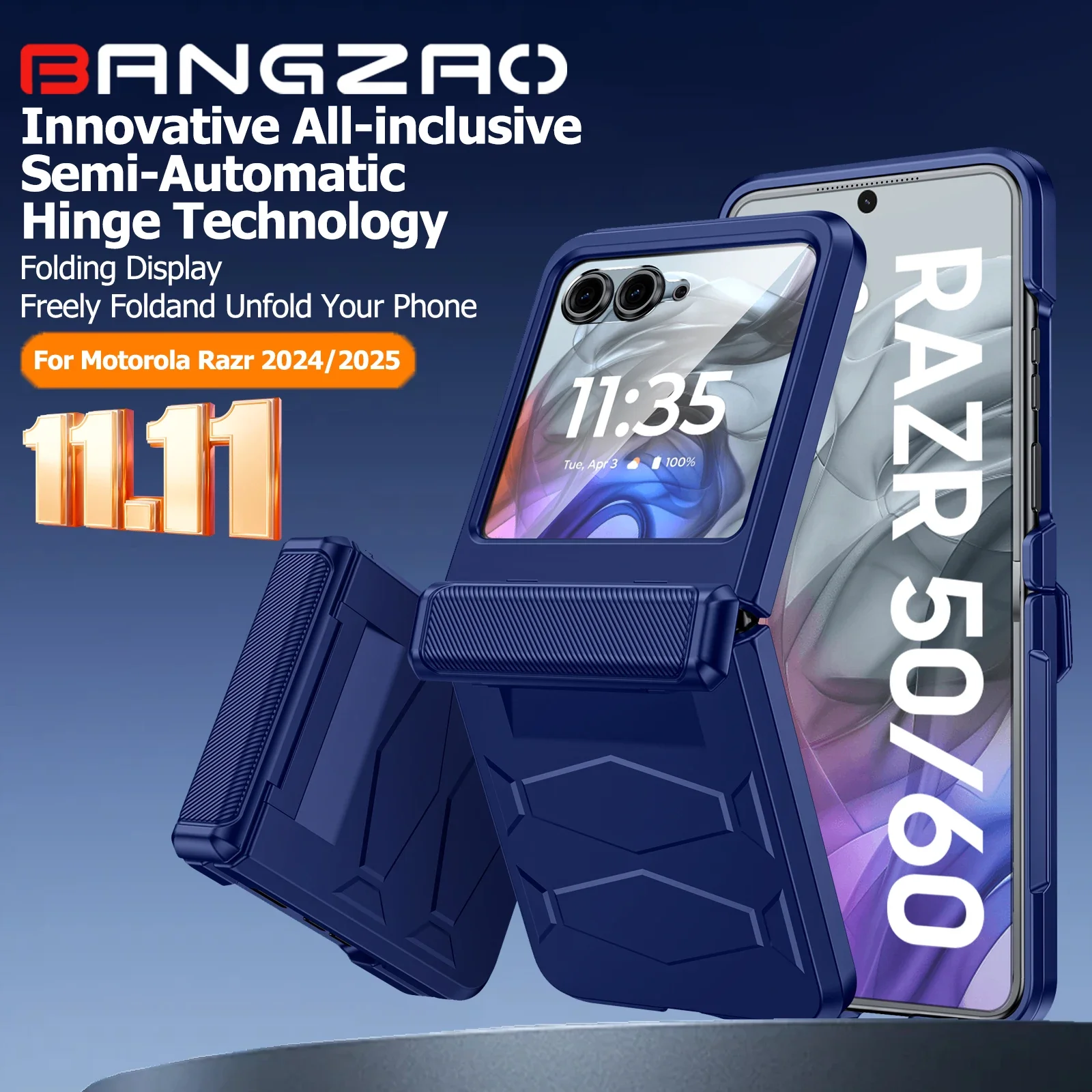 

Глобальный карнавальный фестиваль, чехол для телефона Motorola Razr 2025/Razr 2024, с шарнирной крышкой, с защитной пленкой для экрана, синий