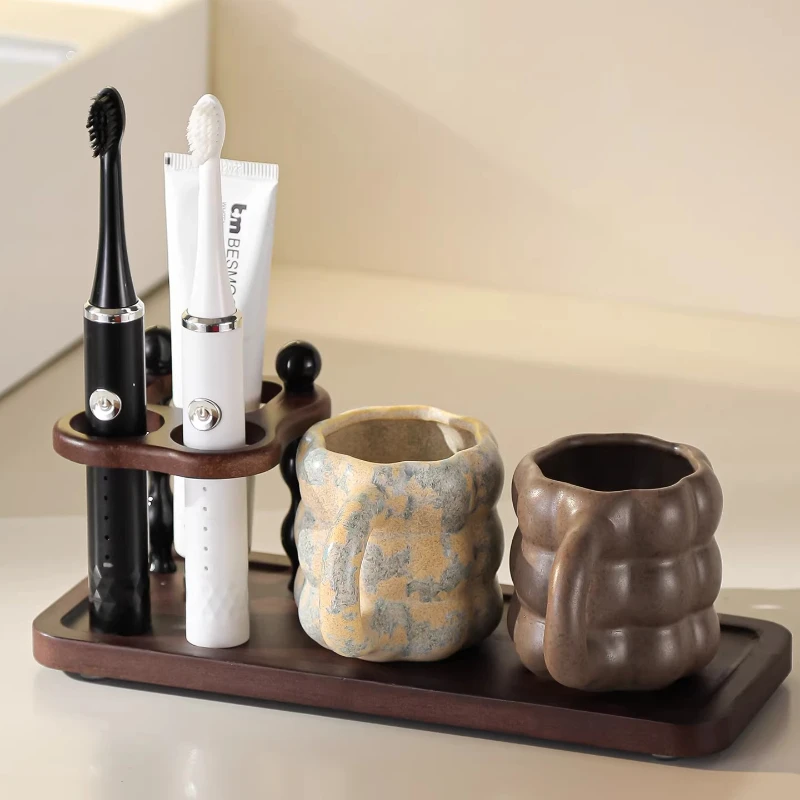 Washing cup Couple tooth cup Bathroom Washing table Retro ceramic toothbrush cup