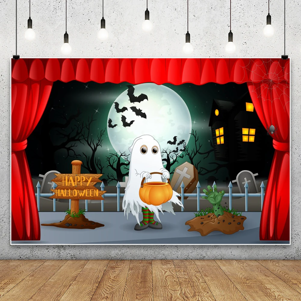 سعيد هالوين التصوير خلفية الرعب كابوس الخفافيش الستار الأحمر الإرهاب القلعة حفلة استحمام الطفل صورة خلفية الصورة