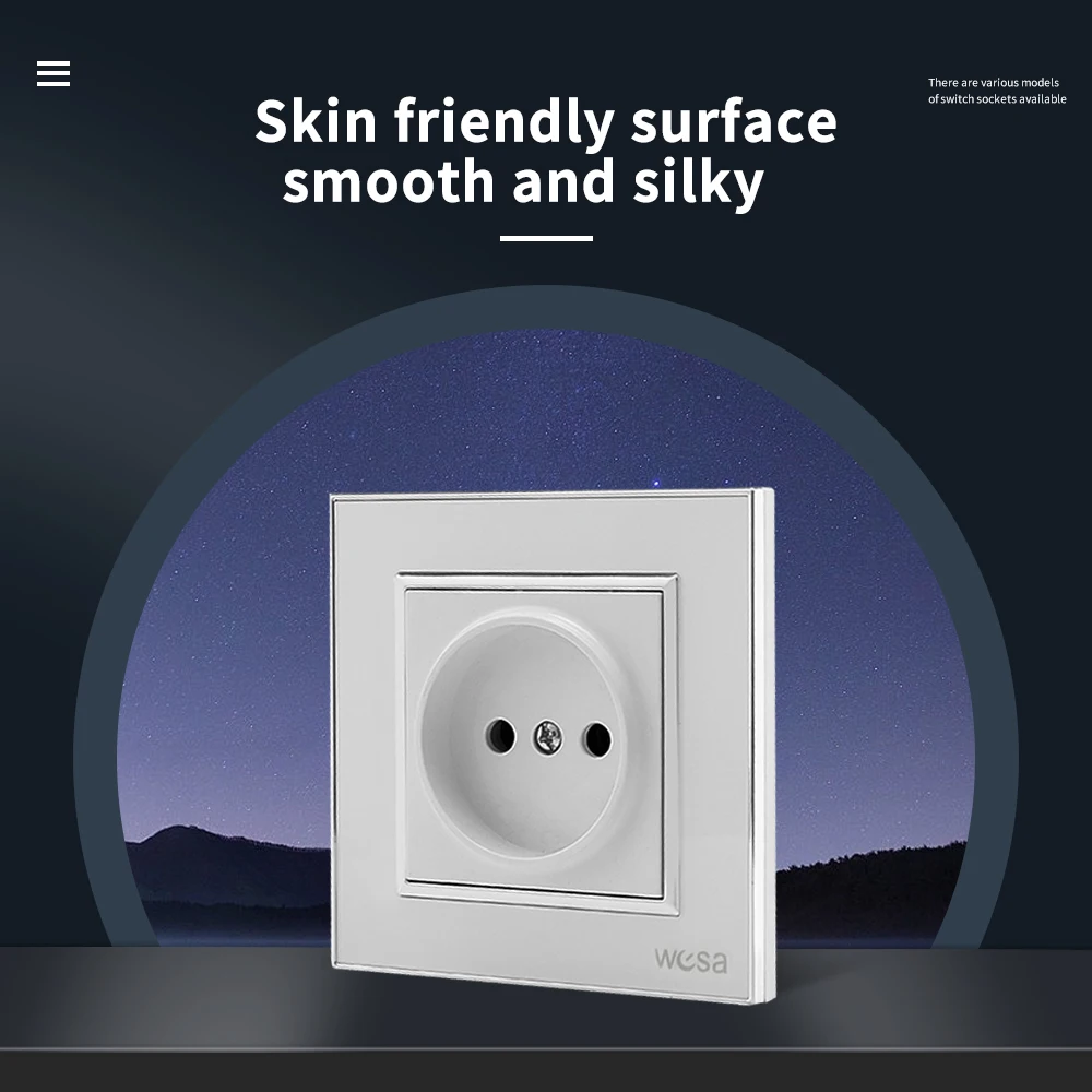 المقابس البيضاء المقبس منافذ كهربائية كلاسيكية التيار المتناوب الاتحاد الأوروبي القياسية الجدار جزءا لا الأرض الاكريليك لوحة لهب 250 فولت المقبس #3