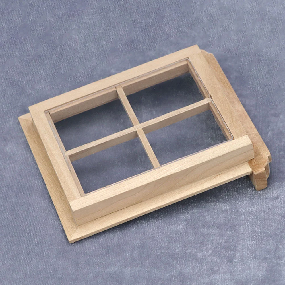 Ventana lisa de cuatro paneles, juguetes para niños, Mini muebles para casa, persianas modelo de madera