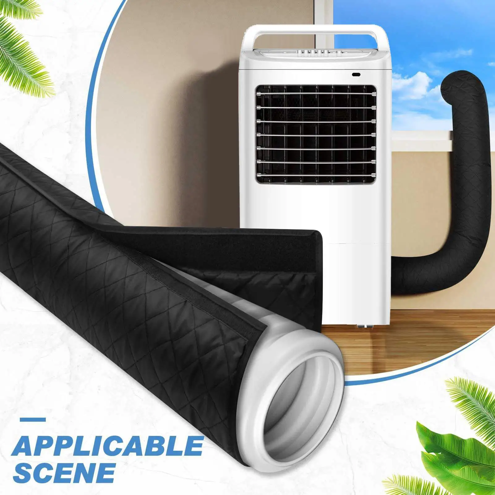 Portable AC Hose Insulation Protective Pipe Wrap AC Hose Duct Vent Insulation Sleeve For Home Living Room Kitchen Apartment