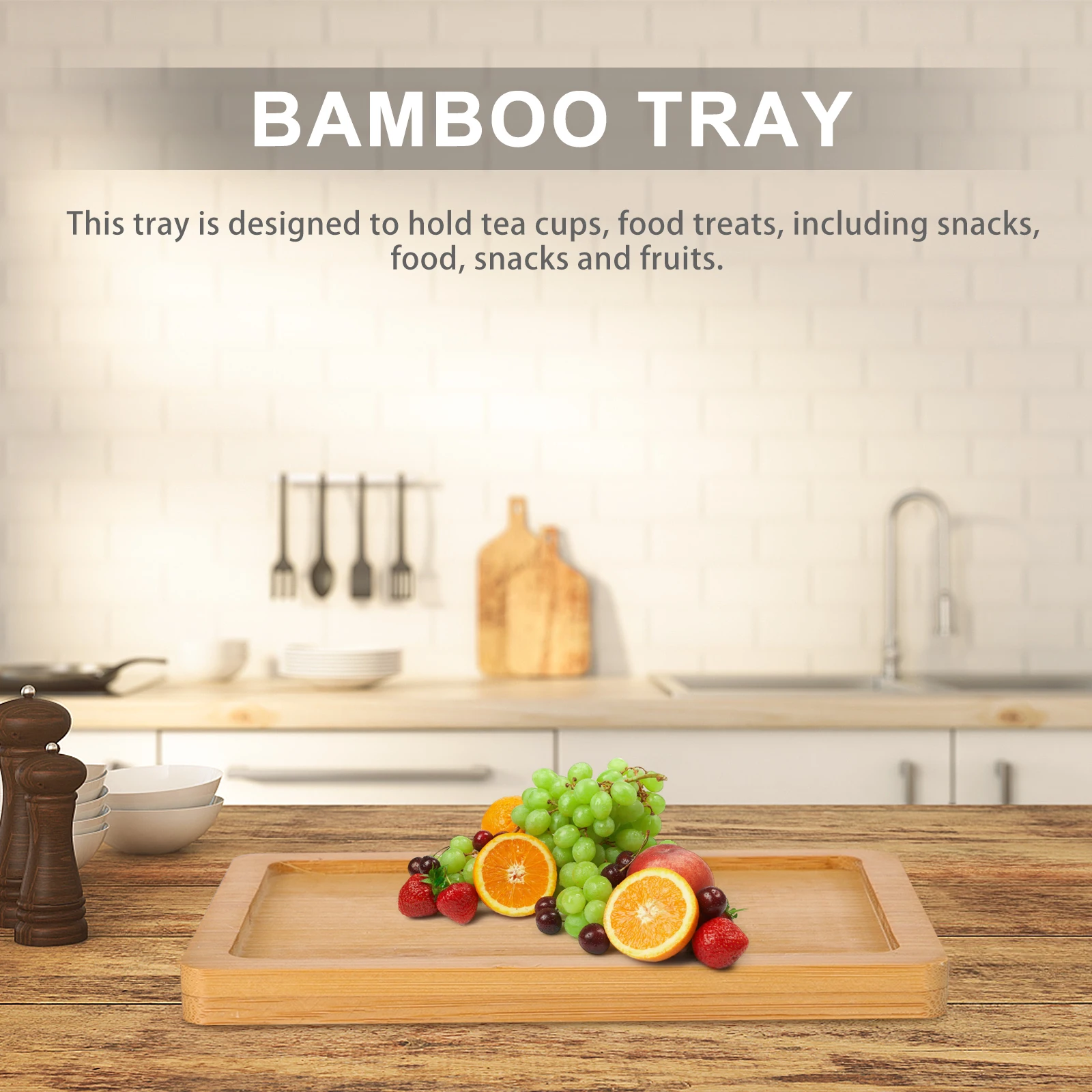 

4 Pcs Bamboo Wood Tray Plant Pot Base Plate Snack Service Multipurpose Storage Long Life Practical Planter Decor