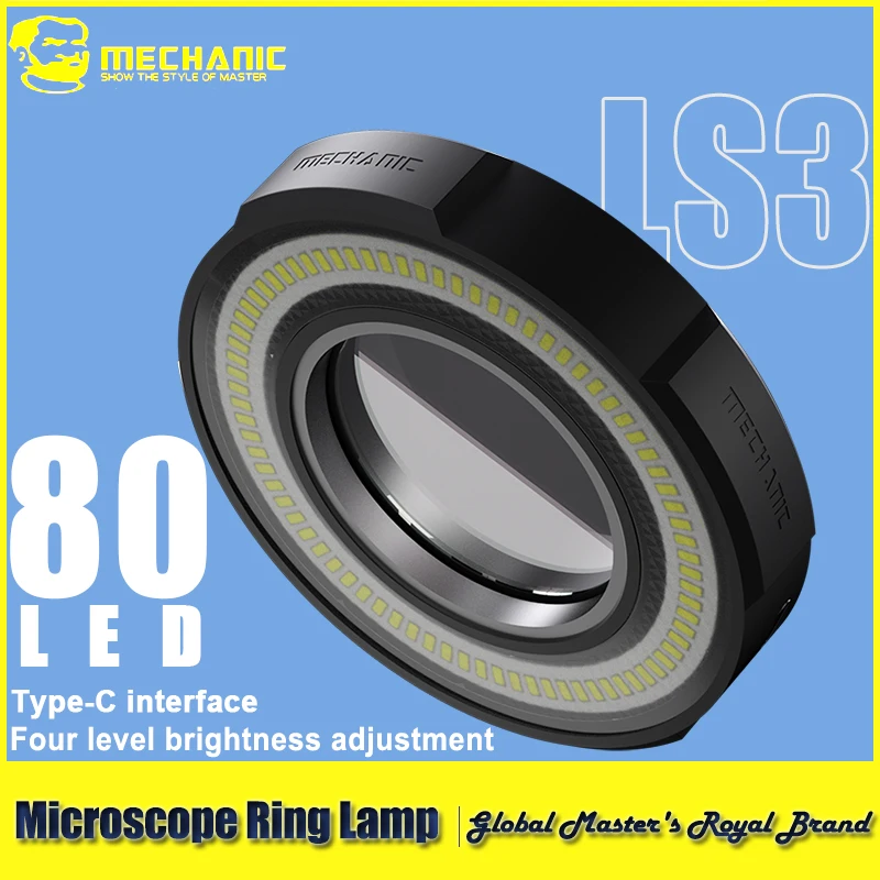 MECHANIC  LS3 Microscope Ring Lamp 7W LED Light Source Brightness Adjustment Eye Protection Convenient Type-C Interface Lamp