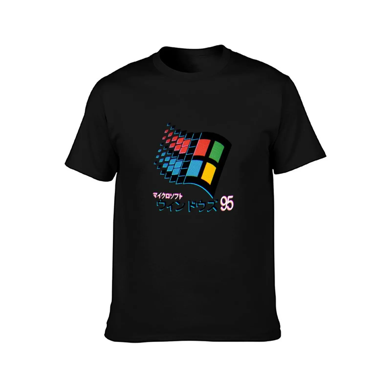 Microsoft Windows 95 - Japanese T-Shirt Summer Casual Cotton Tee Oversized Streetwear Tops Vintage Graphic Print 100% Cotton