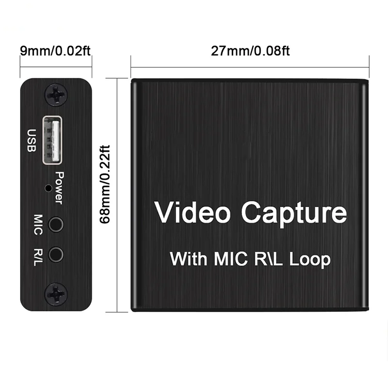 Tarjeta de captura de vídeo USB 2,0 4K, caja de grabación de vídeo HDMI USB 2,0 con bucle de micrófono R/L para juegos de PS4, grabación de DVD, transmisión en vivo