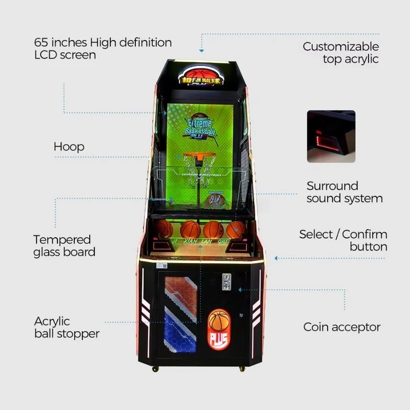 Factory Wholesale Luxury Coin Operated Street Crazy Extreme Hoops Basketball Arcade Game Electronic Amusement Machine Customized