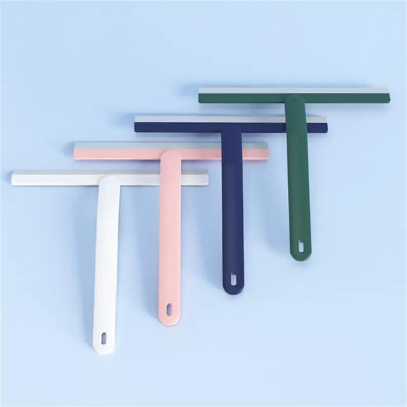 Shower Squeegee Window Glass Wiper Silicone Scraper Cleaner Brush Long Handle Bathroom Mirror Wiper Scraper Cleaning Accessories