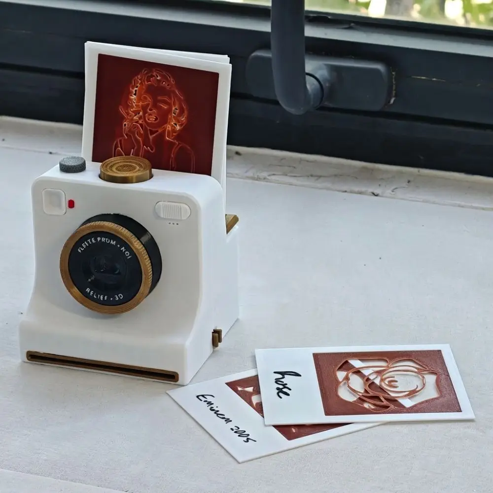 Funny 3D Printed Latte Camera Vintage Look Replaceable Cards DIY Latte Art Camera Tool One Touch Press Food Safe