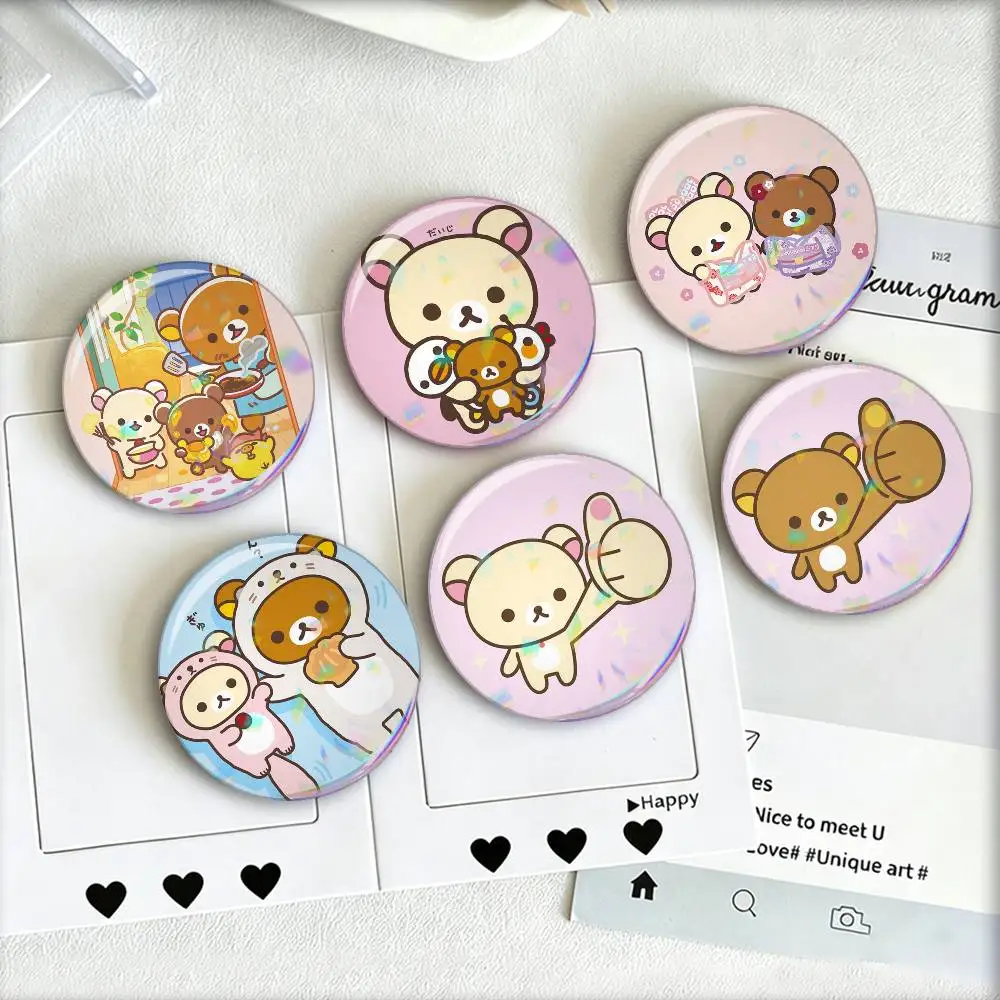 R-RilakkumaS Cute  Badge 25 32 44 58 75 mm Round Fans Collect Friends Gifts Brooch Souvenir