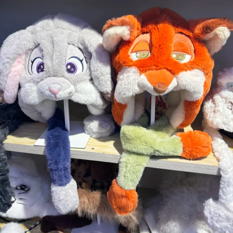 

new Genuine Zootopia Judith Nick Clawhauser Plush Hat Warm Cute Cartoon Children'S Winter Ear Protection Hat Christmas GiftS