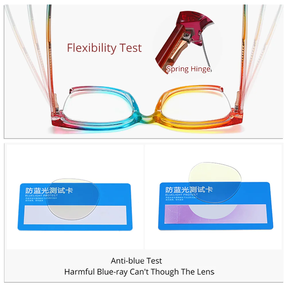 Ralferty Fashion Women\'s Glasses Frame Oversize Rainbow Anti Blue Light Glasses for Women No Diopter Grade Optic Frame Eyeglass
