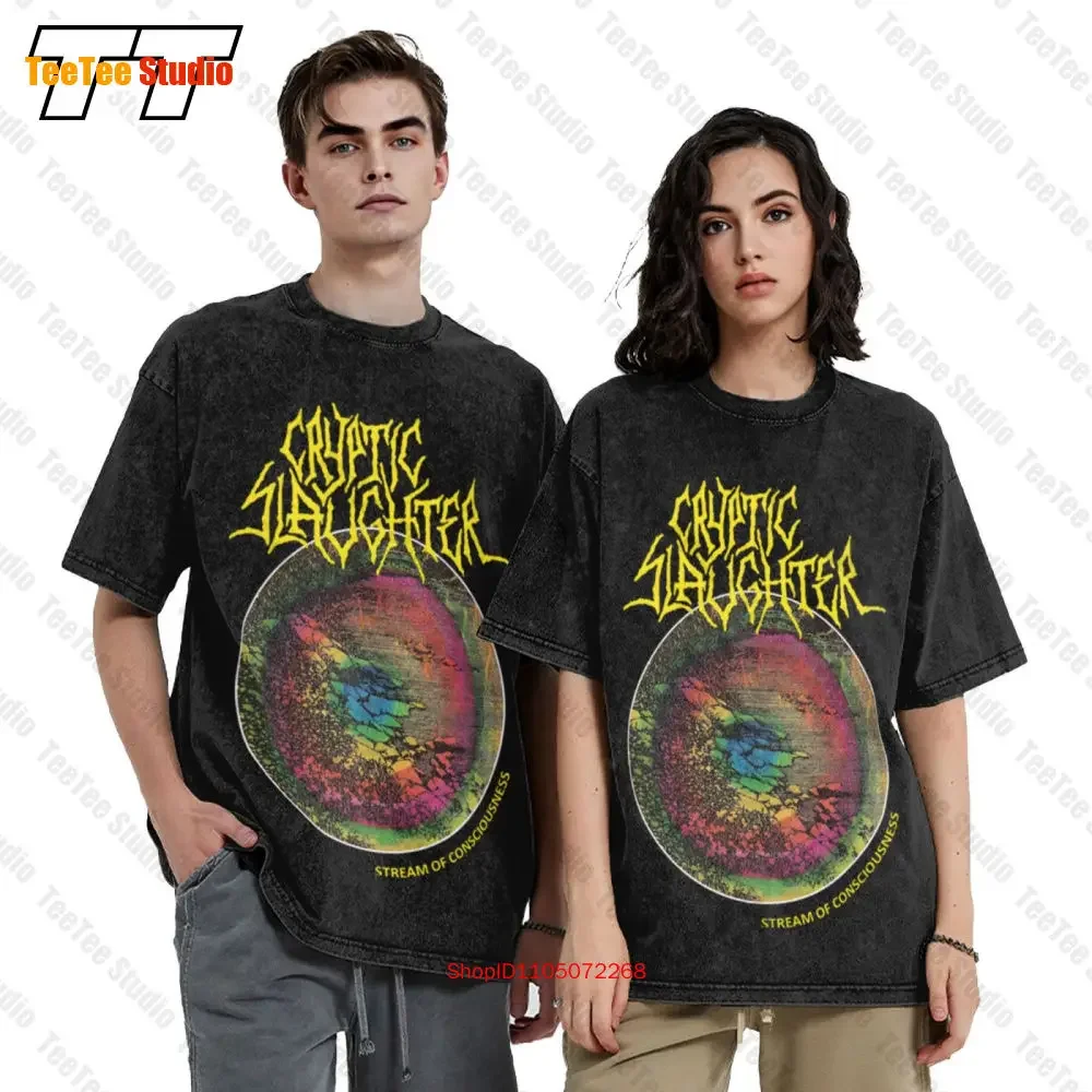 New D T G Prited Short Sleeve Vintage Oversized T-Shirt Cryptic Slaughter Stream Of Consciousnes N82Q