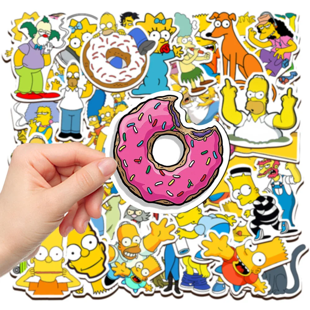 Pegatinas de dibujos animados de Los Simpsons, calcomanías impermeables de PVC, para monopatín, portátil, equipaje, motocicleta, 10/30/50 piezas