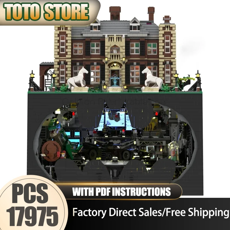 

Popular Movie Model Moc Building Blocks Modular Bat Cave and Manor Model Technology BricksDIY Assembly Construstion Gifts Toys