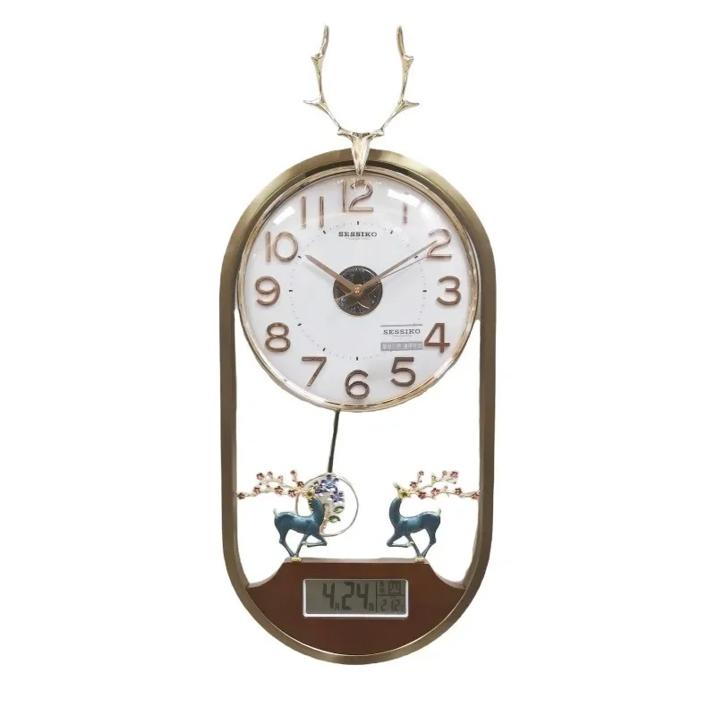 

Metal, living room, wall clock, household, wall-mounted, bedroom, silent, clock, deer head decoration