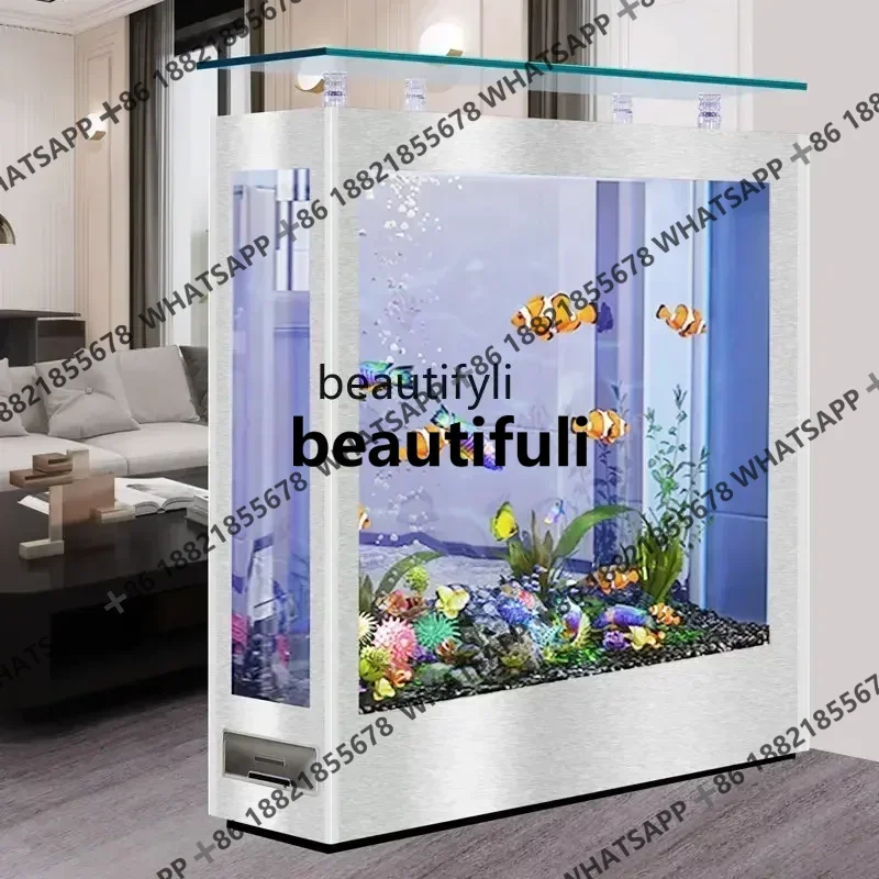 

Аквариум с прямоугольной перегородкой в европейском стиле, средний и большой напольный стеклянный аквариум для гостиной, бесплатный аквариум
