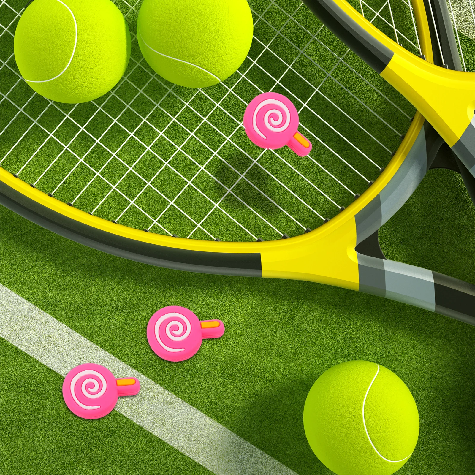 

4 шт., теннисные демпферы для леденцов, силиконовые амортизаторы, уменьшающие вибрацию, аксессуары для теннисных ракеток для удобных игр