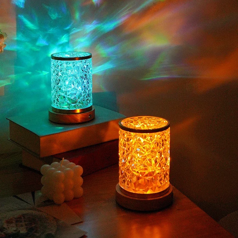 USB Interface Colorful Water Ripple Pattern Rotating Light and Shadow RGB Valentine's Day Romantic Atmosphere Small Night Light