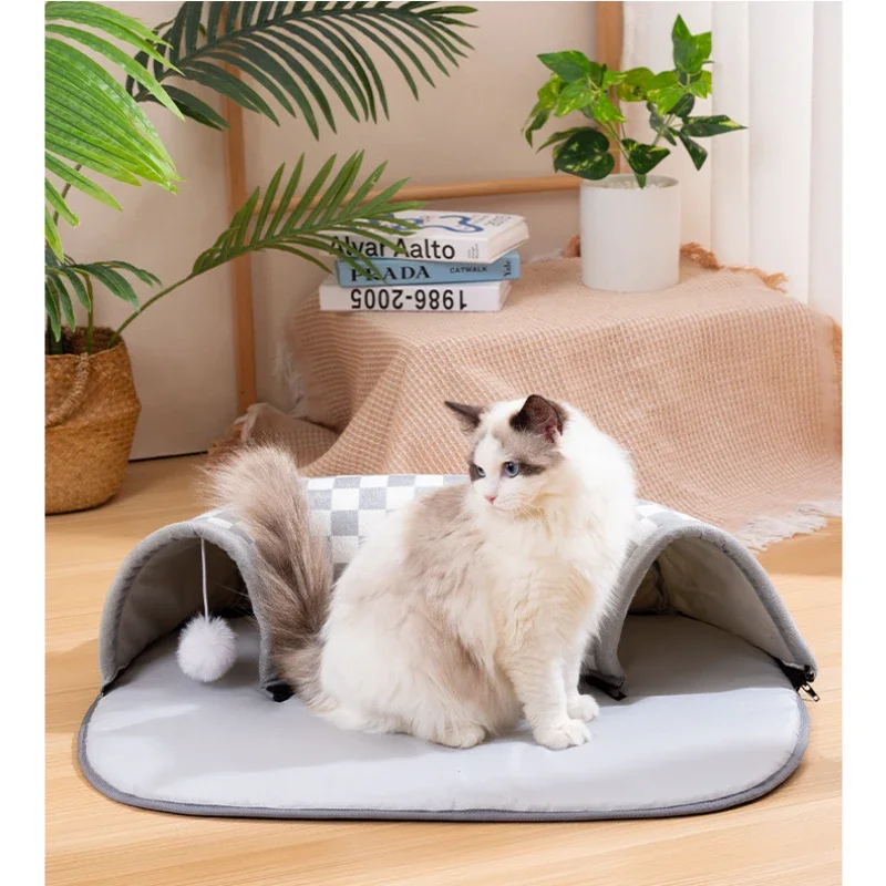 65x45x17CM Tunnel Cat Nest Dog House Bed Detachable Closed Washable Cute Cat House Home Mat Pet Supplies Accessories  Gatos