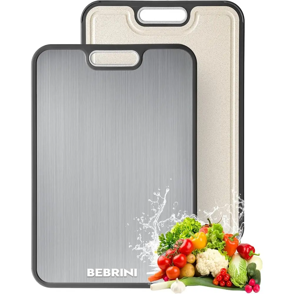 

Double-Sided Titanium & Wheat StPP Cutting Board, Large 16x11 - Non-Toxic, Scratch-Resistant for Meat & Vegetables