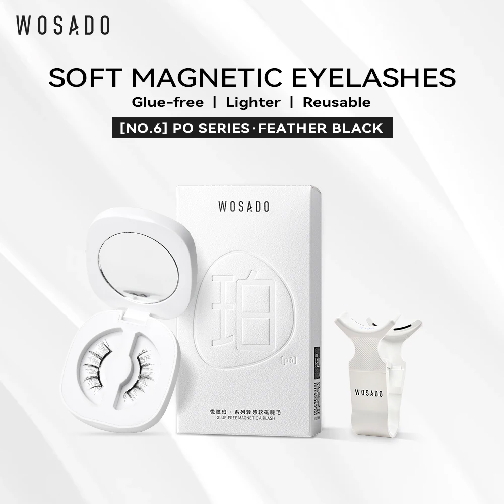 Wosado magnetische Wimpern Nr. 6 Feder schwarz profession elle Premium wieder verwendbare sichere Dupont 3d patentierte falsche Wimpern romantische Fee f