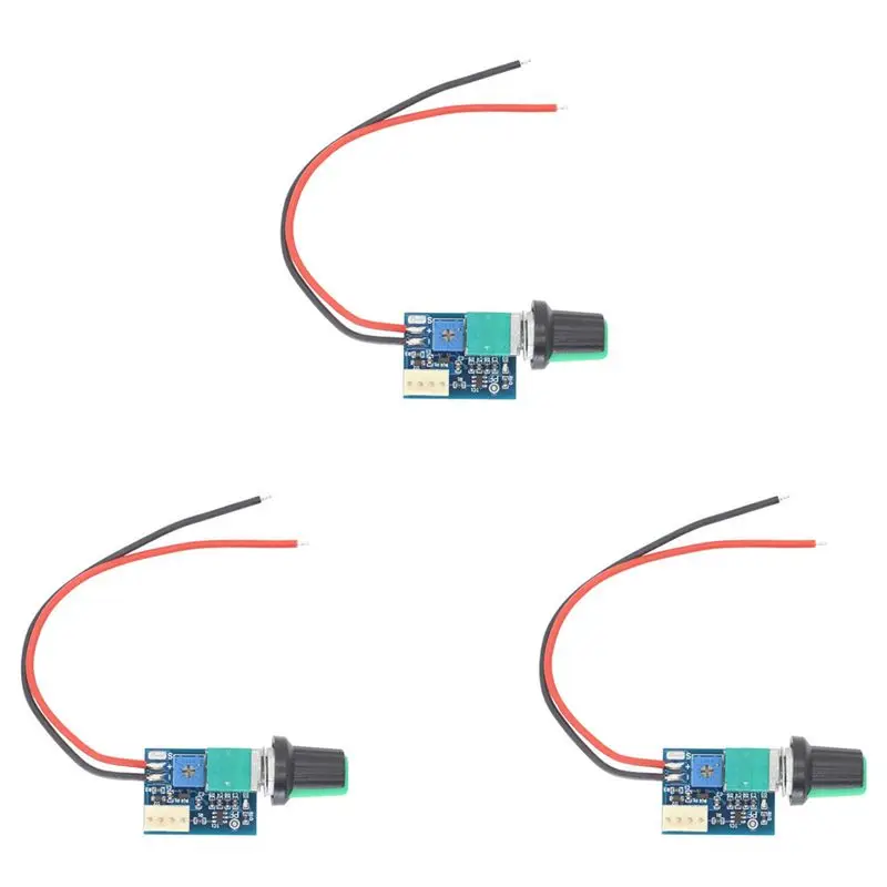Exquisite-3X DC 12V Adjustable 0%-100% PWM Fan Speed Controller With Knob Switch 4 Wire Fan Speed Governor Noise Reduction