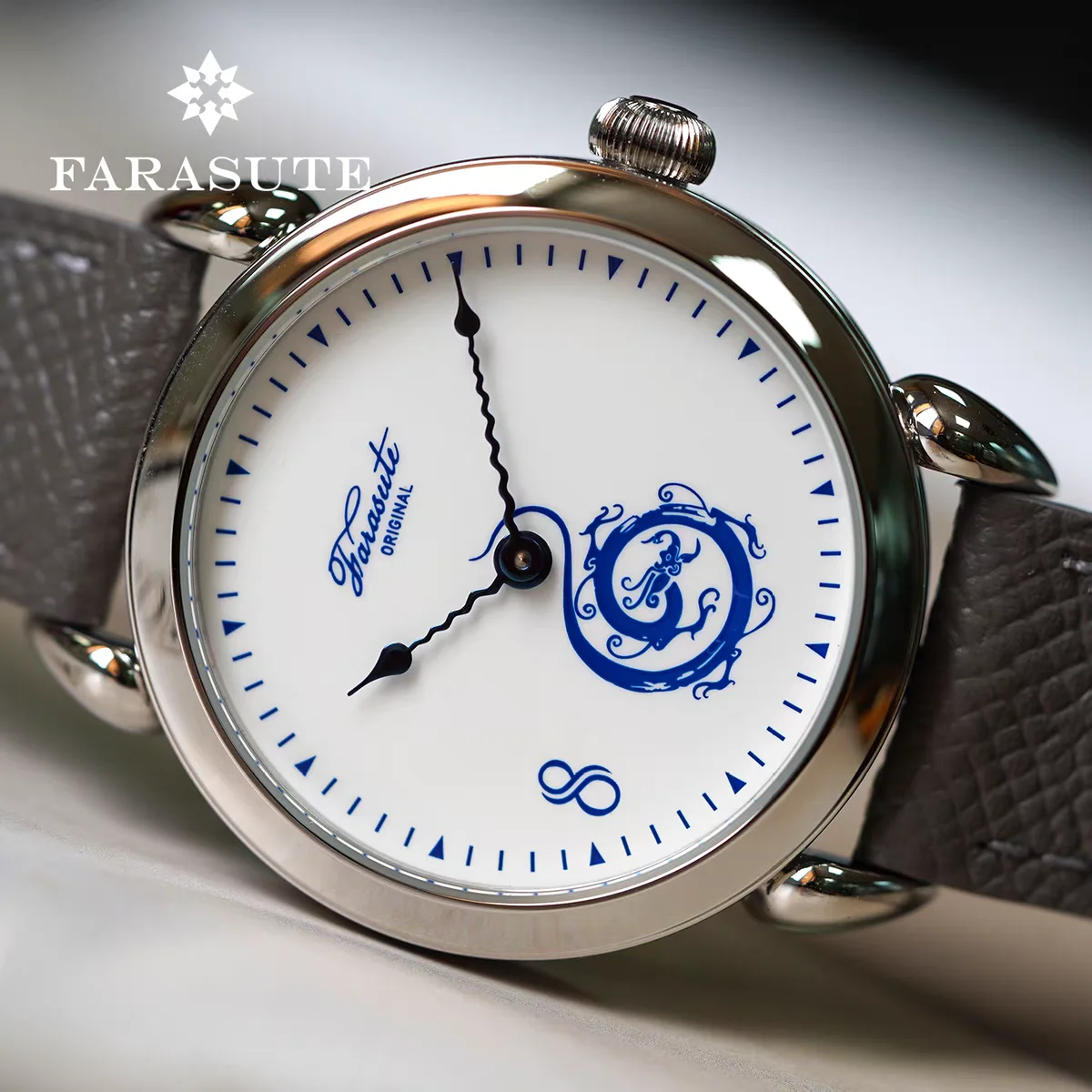 FARASUTE Men Automatic Watch 40mm Mechanical Wristwatch Sapphire Mirror Enamel Dragon Dial Hangzhou 5000 Micro Rotor